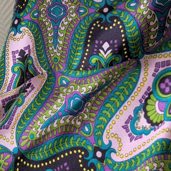 Laundry by Shelli Segal Silk Paisley Halter Midi Dress Size 12 Purple Green - Picture 2 of 12